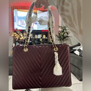 Michael Kors Susannah Chevron Tote in color Oxblood